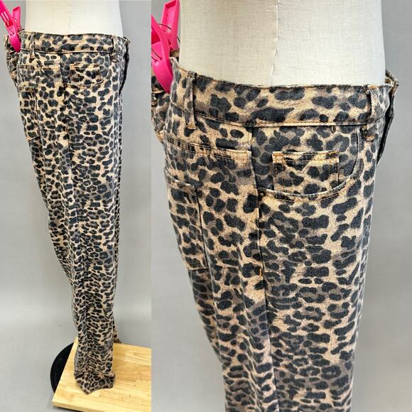 LIONESS Carmlea Jeans in Leopard print straight leg size medium 100% cotton - Picture 8 of 13